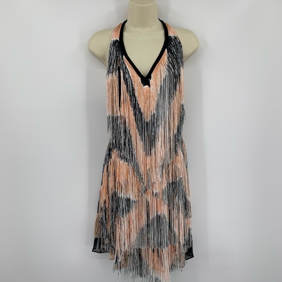 DVF Diane von Furstenberg Natalia Arizona Chevron fringe halter dress new 00 - Picture 3 of 7